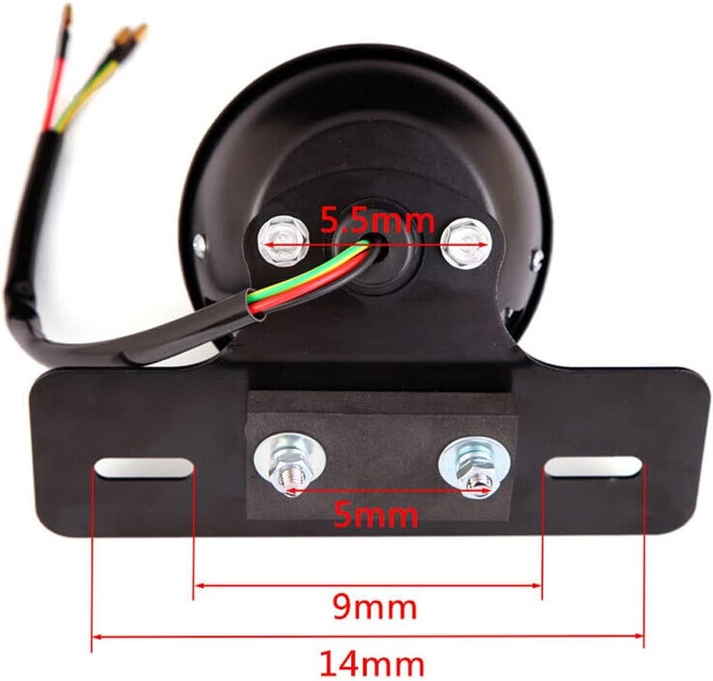 TEBOCR Motorcycle Black Grille Ribbed Round LED Tail Brake Light Red Lens For Integrated License Plate Lamp Fit Bobber Chopper Cruiser Street Bike - Image 2